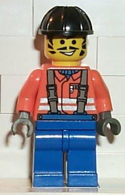 LEGO Minifigure-Construction Worker - Orange Shirt, Black Construction Helmet-Town / Town Jr. / Construction-CON006-Creative Brick Builders